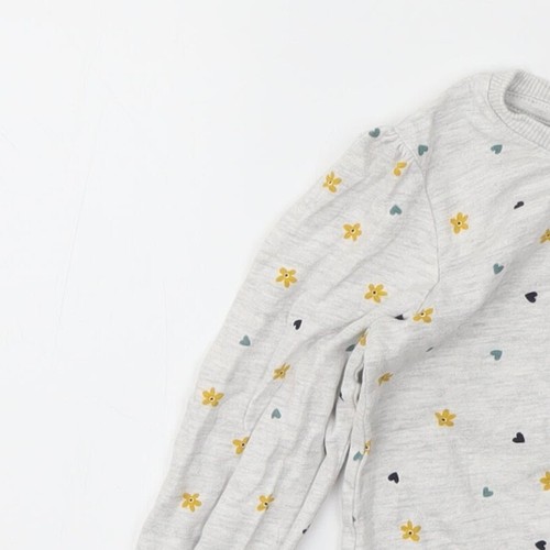 George Girls Grey Floral Viscose blend T-Shirt Size 2-3 Years - Picture 6 of 12