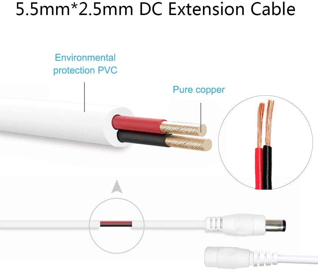 EXTENSION LEAD CABLE CORD 3 Meter FOR DC 12V-24V POWER SUPPLY ADAPTERS ...