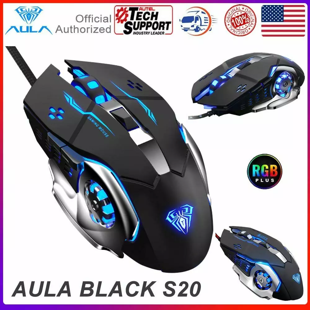 Pink Gaming Mouse Silent Click, LED Backlit Optical Game Mice Ergonomic USB  Wired Mice Compatible with Laptop PC, 7 Buttons, 4 Adjustable DPI