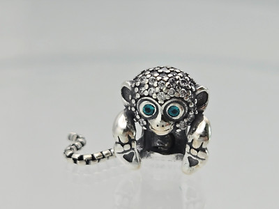 Authentic Pandora  Sparkling Monkey  long Tale  moment Silver Charm
