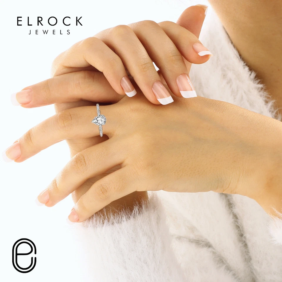 1ct IGI Pear Cut Lab Grown Diamond Women's Solitaire Ring 14k White Gold - Image 4 of 4