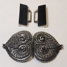 Vintage Ornate Buckle West Germany Gutos Heavy Silvertone Metal