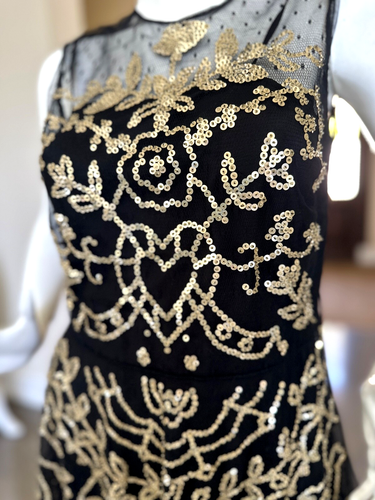 RED VALENTINO Little Black Dress with Gold Sequins, NWT - Picture 5 of 13