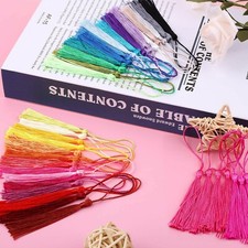 10 Tassel Bookmark Pendants Assorted Lot Long 2.5" Silk Findings Mixed Set