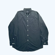 Structure Shirt Mens Medium Button Down Black Long Sleeve Collared 100% Cotton