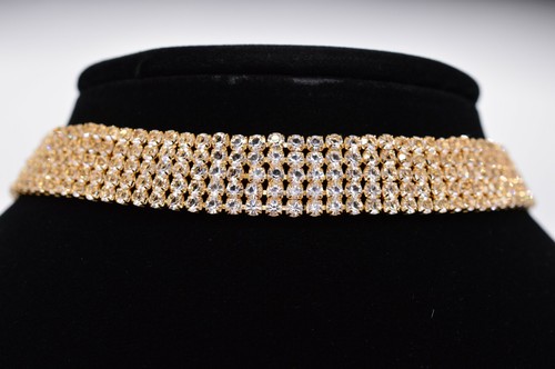 Vintage Crystal Choker Necklace Clear 