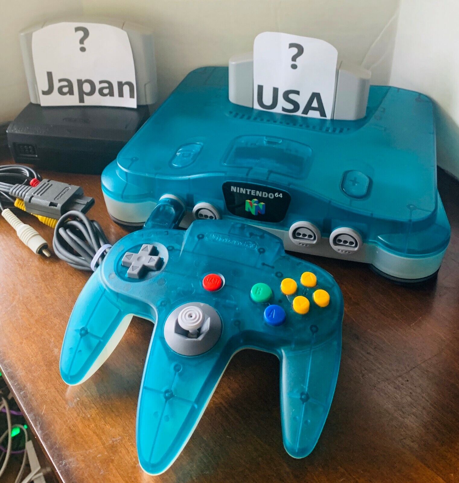 Genuine Nintendo 64 N64 Clear Blue Ice Console OEM + GAMES *Region Free