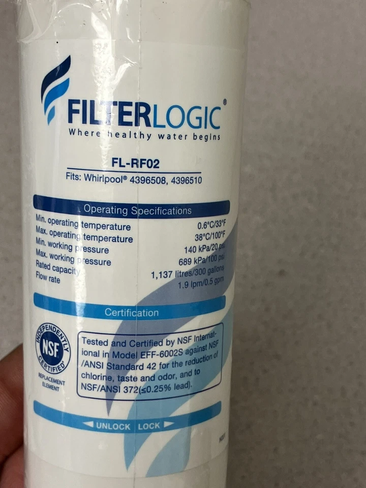 Filterlogic FL-RF02 Refrigerator Water Filter Fits Whirlpool New / Sealed - Image 2 of 4