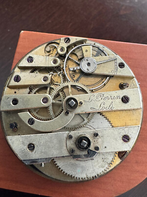 VINTAGE 45.3MM L. PERRIN SWISS POCKET WATCH MOVEMENT NOT RUNNING KW/KS