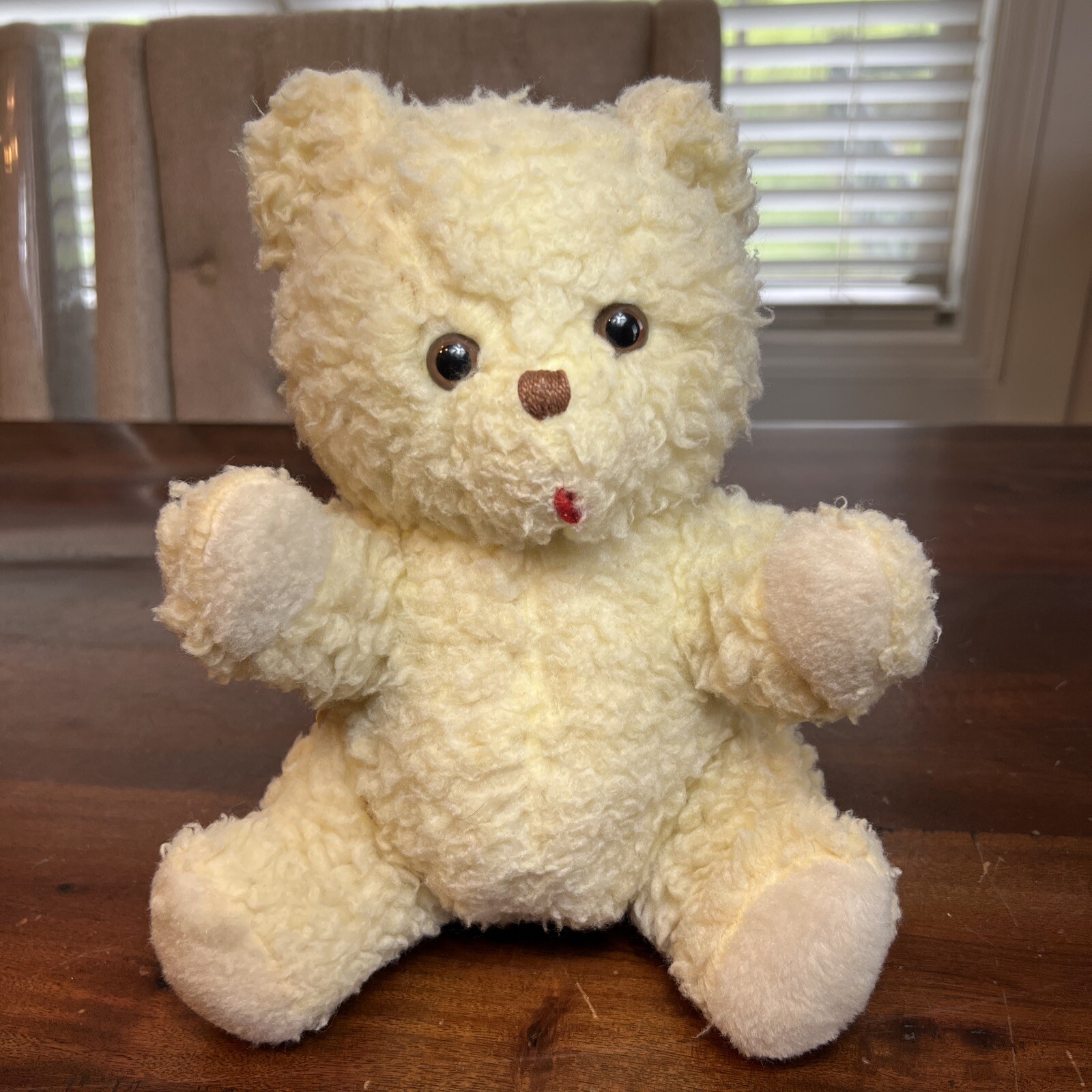 Vintage Eden Toys 10&rdquo; Plush Oatmeal White Teddy Bear Rattle Inside! No Tags HTF!