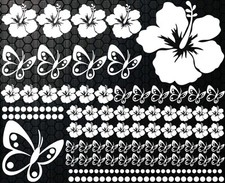 108- teiliges Auto Aufkleber Hibiskus Blumen Schmetterlinge 32 HAWAII WANDTATTO