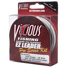 Vicious EZ Leader Pro Series Braid to Flurocarbon Kit - Braid, Fluro, Connectors