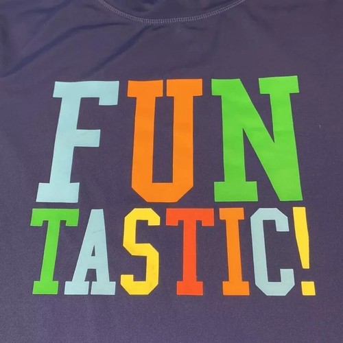 Lands’ End Swim Shirt Rashguard Boys Medium 5-6 Navy Blue FUNtastic! - Picture 2 of 4