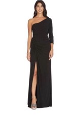 Adrianna Papell Black One Shoulder Gown
