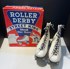 Roller Derby STREET KING Sidewalk Shoe Roller Skates -VTG White Sz 5 Orig Box