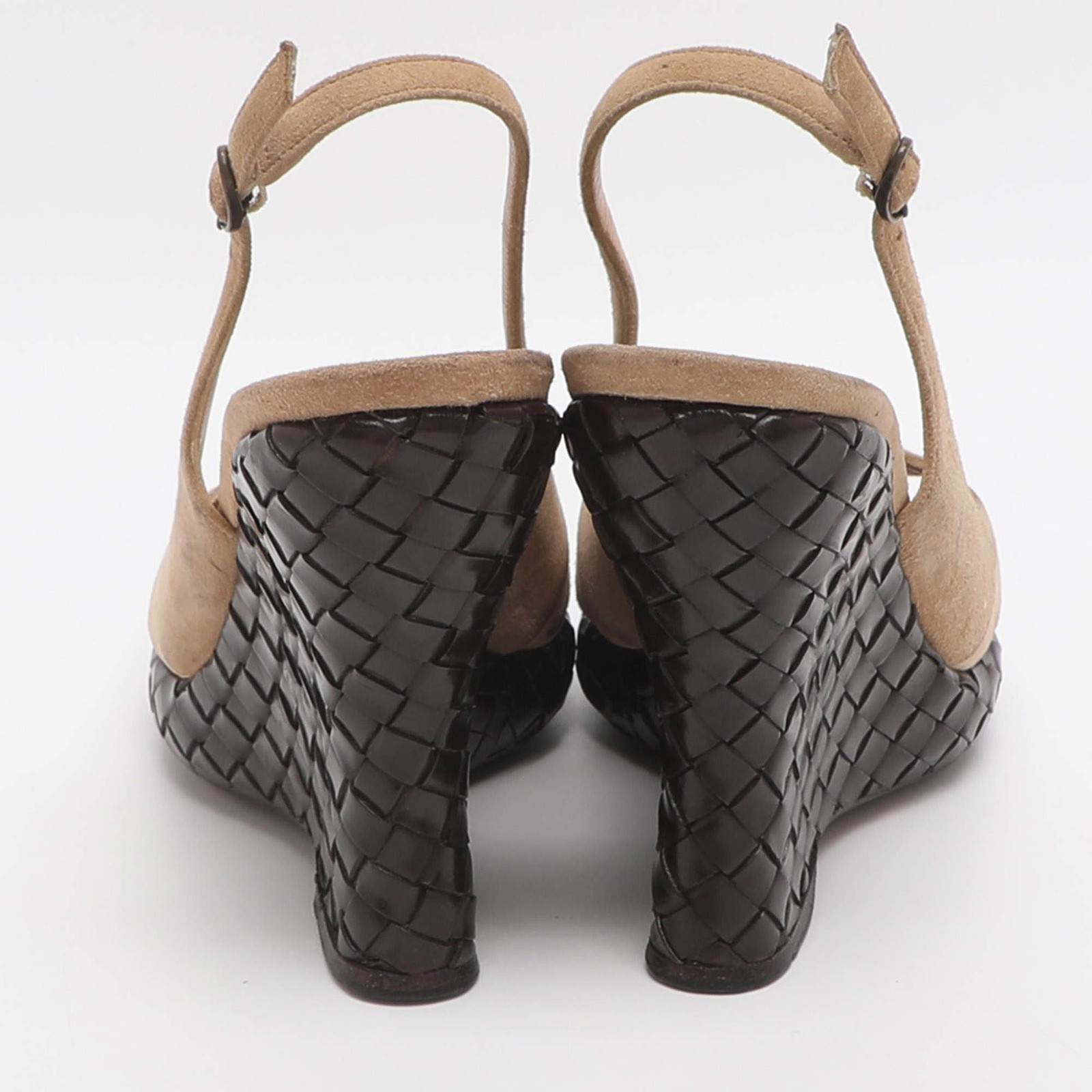 Bottega Veneta Wave Size 37 Beige Suede Intrecciato Wedge Sandals thumbnail 5