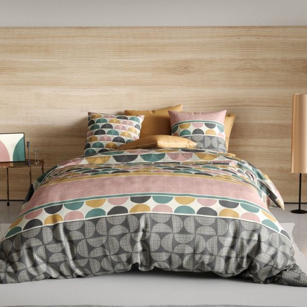 Housse de couette 240x260 coton 57 fils Thanos pour un lit double résistant au lavage