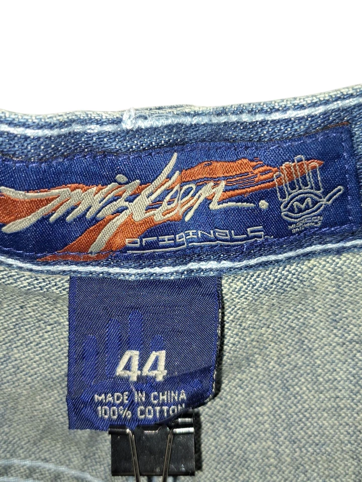 Miskeen Originals Jeans 44 Baggy Streetwear Wide Leg Denim Blue Embroidered(Flaw - Image 4 of 4