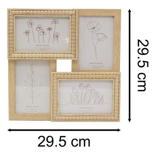 4 Aperture Beaded Photo Frame | Multi Layered Wall Mounted Collage Frame - 29cm - Picture 3 of 6