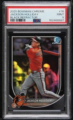 2025 Bowman Chrome Black Refractor 8/10 Jackson Holliday #16 PSA 9 MINT 16kt