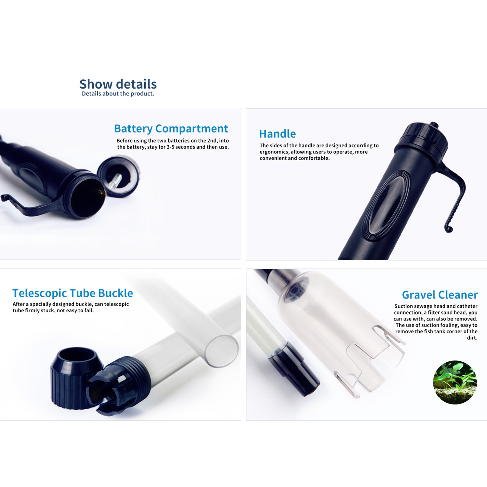 Electric Aquarium Gravel Cleaner Fish Tank Water Changer Vacuum Water Changer Cl