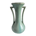 USA Vintage McCoy Vase 1940's Art Deco Style Double Handle Turquoise 9.25" Tall