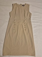 Tommy Hilfiger Khaki Sheath Dress Sleeveless Knee Length Button Size 10