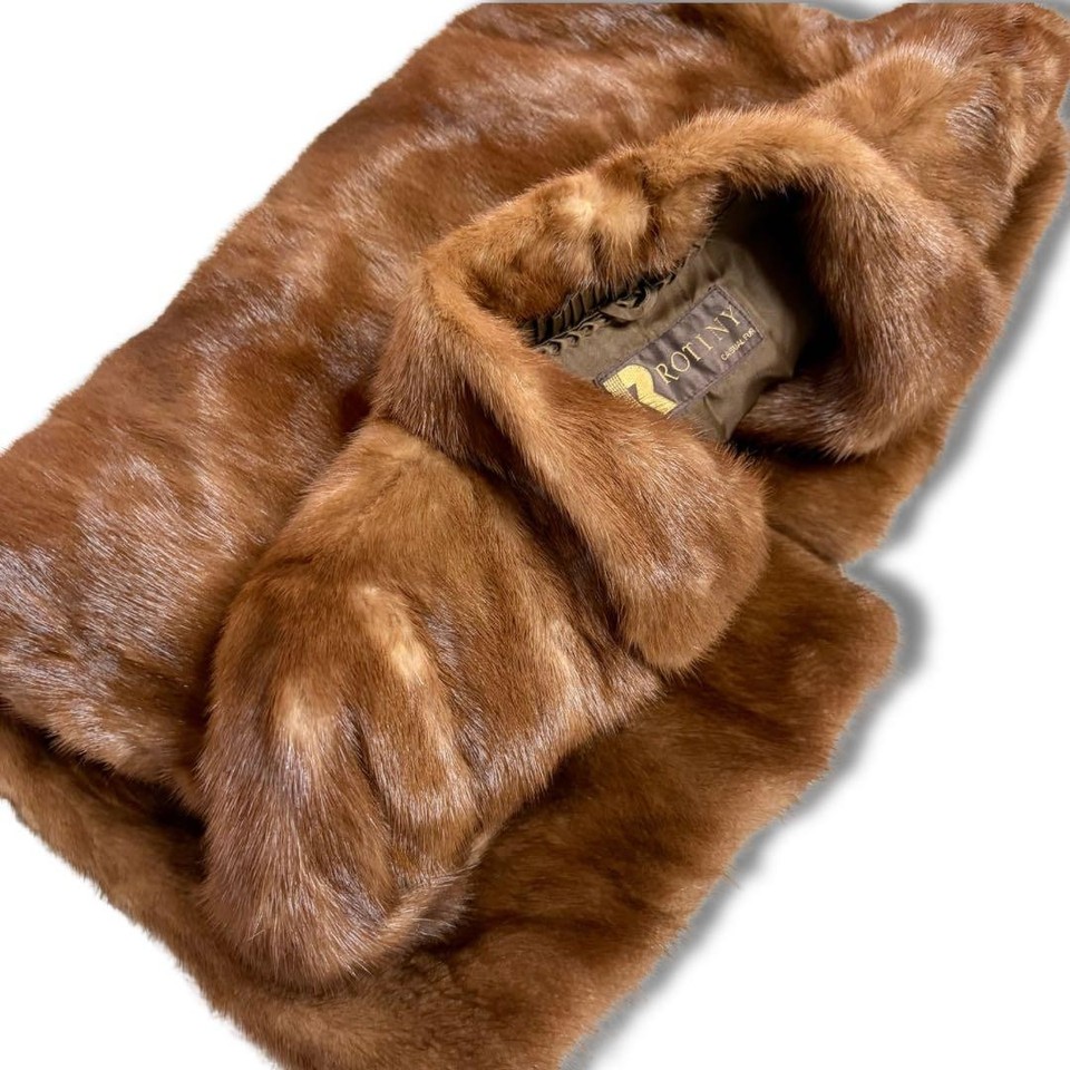 ROTINY Demi-Buff Mink Real Fur Coat Brown Mink L Authentic | eBay