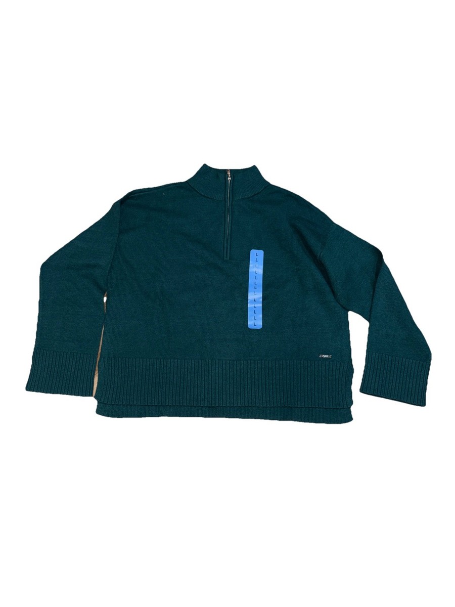 archive dkny ds zip knit ドライバーズニット NEW Women's Green DKNY Quarter Zip Sweater Size *SMALL* | eBay