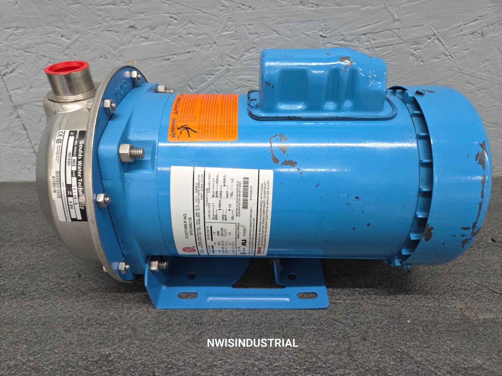 GOULDS 1MS1E4D4 MCS SERIES 1.0 HP CENTRIFUGAL PUMP 1 X 1 1/4-6, 4-3/4 Impeller
