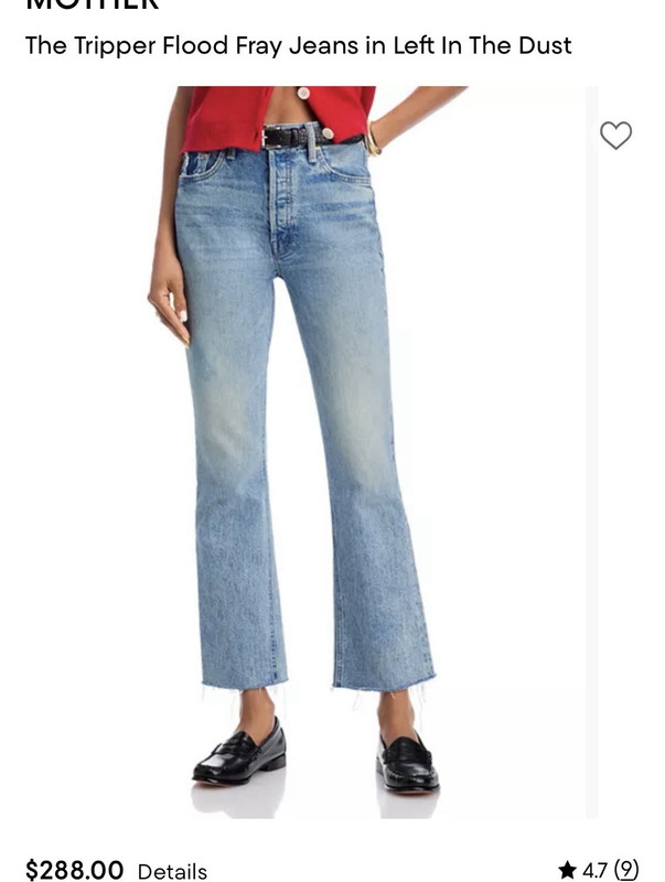 MOTHER Women’s High Rise Cropped Jeans Light Wash Blue Denim Fringe 5-Pocket