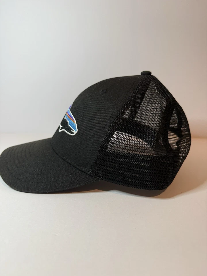 Patagonia Fitz Roy Pez Trucha Malla Camionero Snapback Sombrero Gorra Caminata Hombres Negro Foto 2 de 4