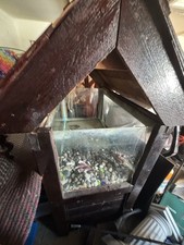 Glass 20 gal Fish Tank w/ Wood Stand Cabin Style Rectangle 24 in Wide