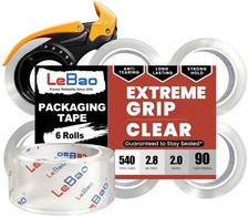 Heavy Duty Packing Tape with Dispenser, 6 Rolls Clear Shipping Tape 2 Inch x ...
