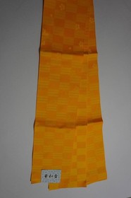 Patterned Yukata Obi Orange Grid & Floral 17.5cm x 350cm Polyester New