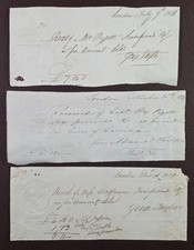 1826?1833 London Receipts ? Pigott & Jefferson Family Lot of Three