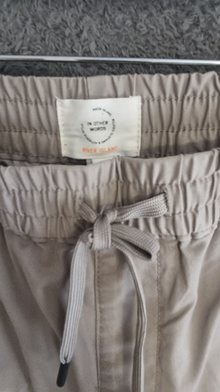 River Island Beige Cargo Joggers UK S Cotton Drawstring Cuffed Utility Trousers image 7