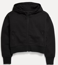 Old Navy Active Dynamic Fleece Hoodie Girls L 10-12 Charcoal/black Accents