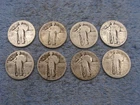 8 SILVER STANDING LIBERTY QUARTERS no dates lot 15