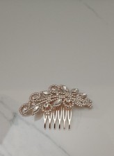 Bridal Hair Clip Comb Rose Gold Tone  White Rhinestones Bridal Accessories NIP