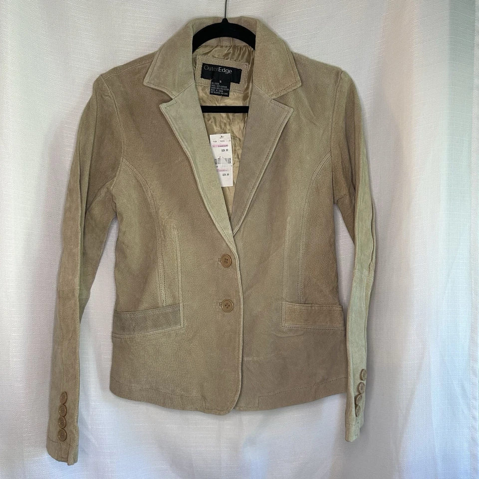 Outer Edge Tan Suede Leather Blazer Jacket Women’s Size Small NWT - Image 3 of 4
