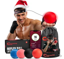 Champs MMA Boxing Reflex Ball Set with Punch Counter App | 4 Balls with Varying