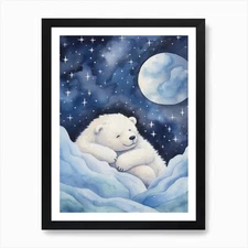Baby Polar Bear 3 Sleeping In The C Framed Wall Art Poster Canvas Print Picture