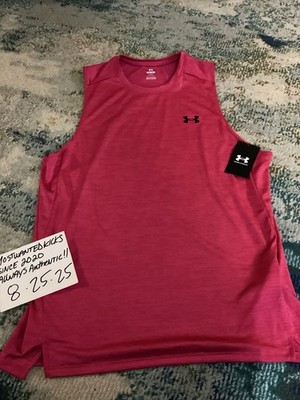 NWT Under Armour Tech Vent Shaded Fuchsia & Black Tank Men s Sz M FREE SHIP!!