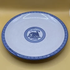 Folk Craft Stoneware blue and white plate blue pastures design farmhouse 10.75”