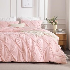 Comforter Set 90x90Inch , 3 Pieces Soft Lightweight Cute Pinch Queen Pink