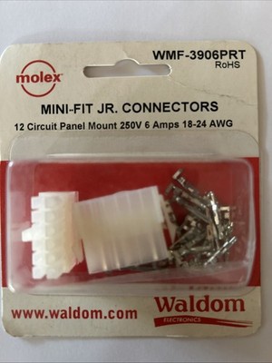 Molex/Waldom 76650-0079 Mini-Fit JR.      12 Circuit 6 Amps 250 V   18 -24 AWG