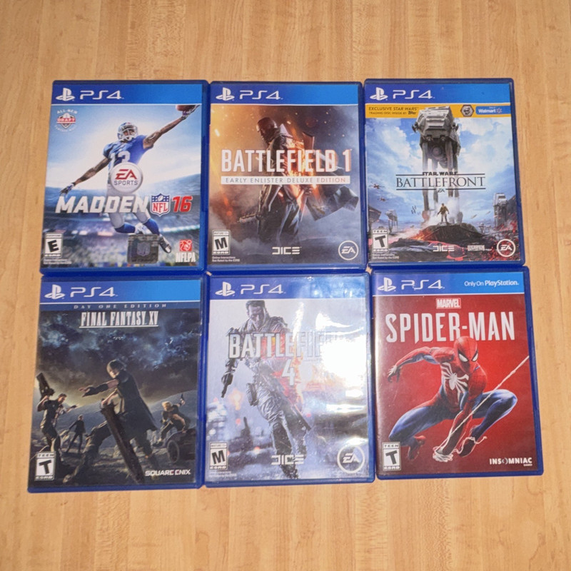 Sony PS4 Game Lot: Madden NFL 16, Final Fantasy XV, Battlefield 1, Spider-Man