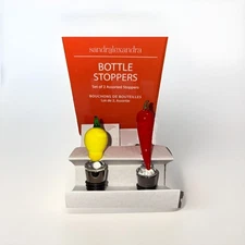 Sandra Alexandra - Lemon & Chili Blown Glass Wine Bottle Stopper Set - NEW