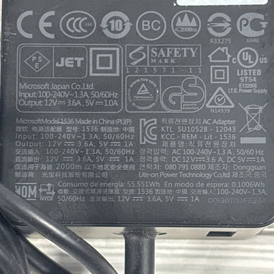 Genuine Microsoft Surface Pro & Pro 2 Power Adapter Charger Model 1536 FREESHIP - Image 3 of 4